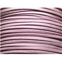 5 metres - Cordon Laniere Suedine Daim 3mm Rose Mauve Pastel - 4558550000484