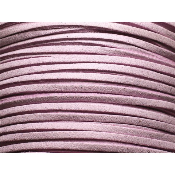 5 mètres - Cordon Lanière Suédine 3x1.5mm Rose Mauve   4558550000484 