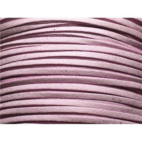 5 metres - Cordon Laniere Suedine Daim 3mm Rose Mauve Pastel - 4558550000484