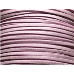 5 metres - Cordon Laniere Suedine Daim 3mm Rose Mauve Pastel - 4558550000484