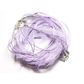 10pc - Organza and Cotton Necklaces 47cm Mauve 4558550005588 