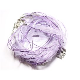 10st - Halskettingen van organza en katoen 47 cm Mauve 4558550005588 