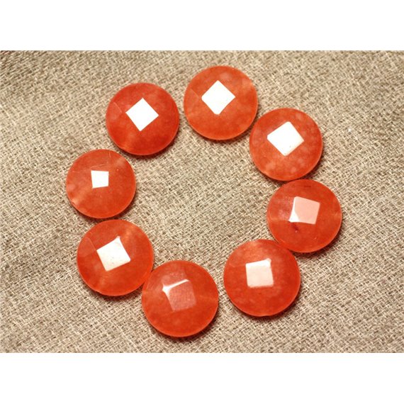 2pc - Perles de Pierre - Jade Palets Facettés 14mm Orange Capucine - 4558550029959