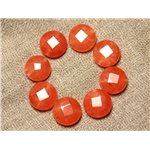 2pc - Perles de Pierre - Jade Palets Facettés 14mm Orange  4558550029959 