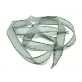 1pc - Collar cinta de seda teñida a mano 88 x 1.5cm Gris (ref SOIE105) 4558550003409 