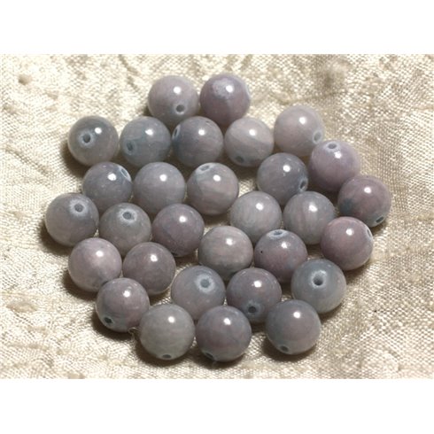 10pc - Perles de Pierre - Jade Boules 10mm Bleu Gris Rose Pastel - 4558550000620 