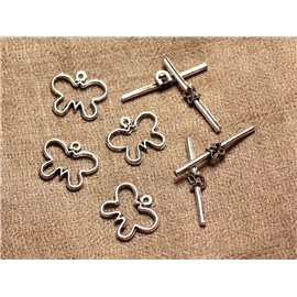 4pc - Toogle T Clasps Silver Metal Butterflies 19mm 4558550029966 