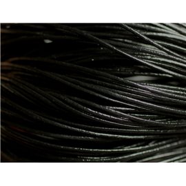 Echeveau 90 mètres environ - Fil Corde Cordon Cuir Véritable Rond 1mm Noir - 8741140011212