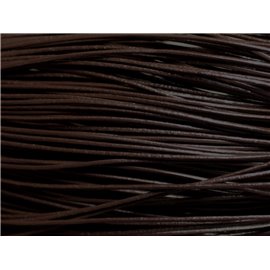 Echeveau 90 mètres environ - Fil Corde Cordon Cuir Véritable Rond 1mm Marron Café - 8741140011229