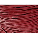 Echeveau 90 mètres - Fil Cordon Cuir Véritable 2mm Rouge Bordeaux - 8741140011250 