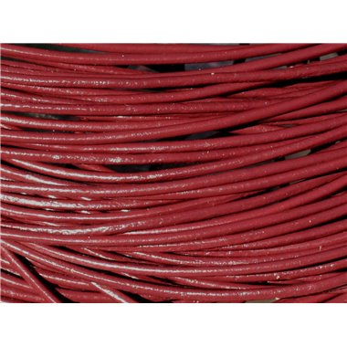 Echeveau 90 mètres - Fil Cordon Cuir Véritable 2mm Rouge Bordeaux - 8741140011250 