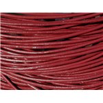 Echeveau 90 mètres - Fil Cordon Cuir Véritable 2mm Rouge Bordeaux - 8741140011250 