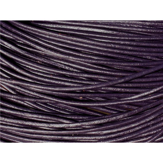 Echeveau 90 mètres - Fil Cordon Cuir Véritable 2mm Bleu Violet Indigo - 8741140011267 