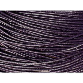 Echeveau 90 mètres environ - Fil Corde Cordon Cuir Véritable Rond 2mm Bleu Violet Indigo - 8741140011267