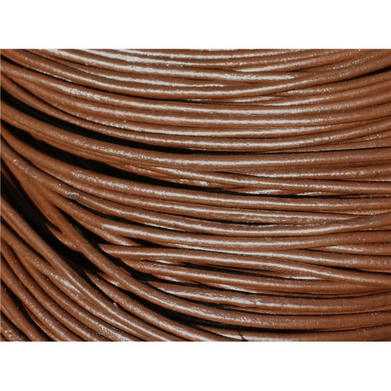 Echeveau 90 mètres - Fil Cordon Cuir Véritable 2mm Marron Chocolat - 8741140011298 