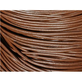 Echeveau 90 mètres environ - Fil Corde Cordon Cuir Véritable Rond 2mm Marron Chocolat - 8741140011298