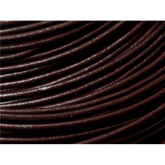 Echeveau 90 mètres - Fil Cordon Cuir Véritable 2mm Marron Café - 8741140011304 