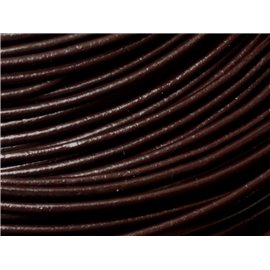 Echeveau 90 mètres environ - Fil Corde Cordon Cuir Véritable Rond 2mm Marron Café - 8741140011304