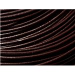 Echeveau 90 mètres - Fil Cordon Cuir Véritable 2mm Marron Café - 8741140011304 