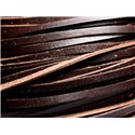 Echeveau 90 metres environ - Corde Cordon Laniere Cuir Veritable Marron Cafe et Beige 5x2mm - 8741140011397