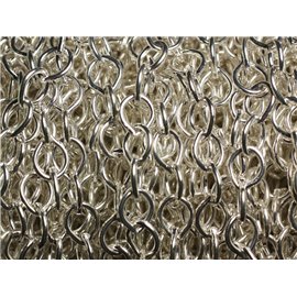 Spoel 50 meter - Zilverkleurige metalen ketting kwaliteit mesh druppels 8,5 x 7 mm - 8741140011007 