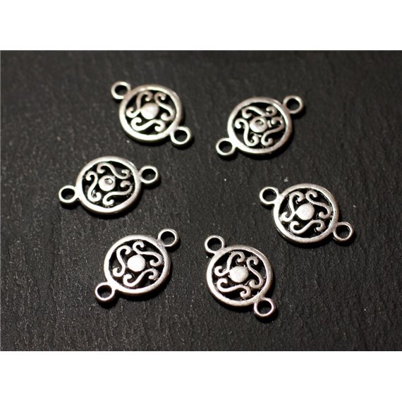 10pc - Connecteurs Pendentifs Boucles d'oreilles Métal Argenté Triskel Celtique 18mm - 8741140010468 