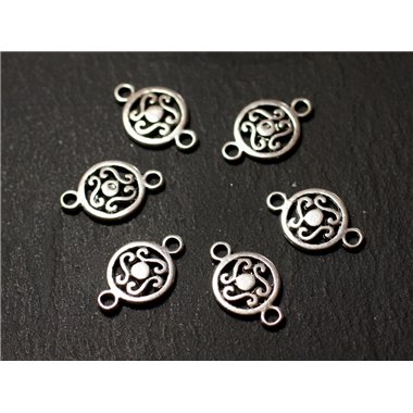 10pc - Connecteurs Pendentifs Boucles d'oreilles Métal Argenté Triskel Celtique 18mm - 8741140010468 