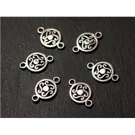 10pc - Conectores Pendientes Colgantes Plata Metal Celta Triskel 18mm - 8741140010468 