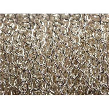 Bobine 100 mètres environ - Appret Chaine Métal Argenté Maillons ovales torsadés 5x4mm - 8741140010802