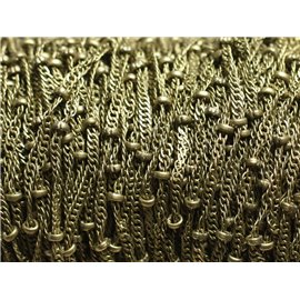 Spule ca. 100 Meter - Greiferkette Ovales Geflecht und Perlen Metall Braun Bronze 2mm - 7427039735612