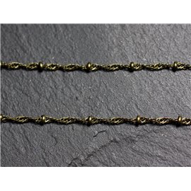 Bobine 100 mètres environ - Appret Chaine Mailles ovales et Perles Métal Marron Bronze 2mm - 7427039735612 Bobine 100 mètres environ - Appret Chaine Mailles ovales et Perles Métal Marron Bronze 2mm - 7427039735612