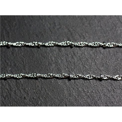 Bobine 100 mètres - Chaîne Mailles et Perles Métal Argenté Qualité 2mm - 8741140010833