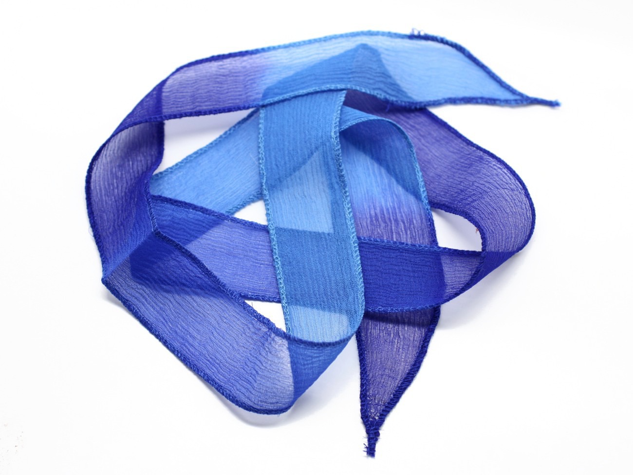 1pc - Collier Ruban Soie teint à la main 85 x 2.5cm Bleu Nuit Roi Indigo SOIE130 - 4558550003133