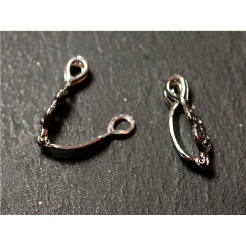 1pc - Bélière Porte Donut Métal Argenté Coeur Spirale Filigrane 20mm - 8741140010437