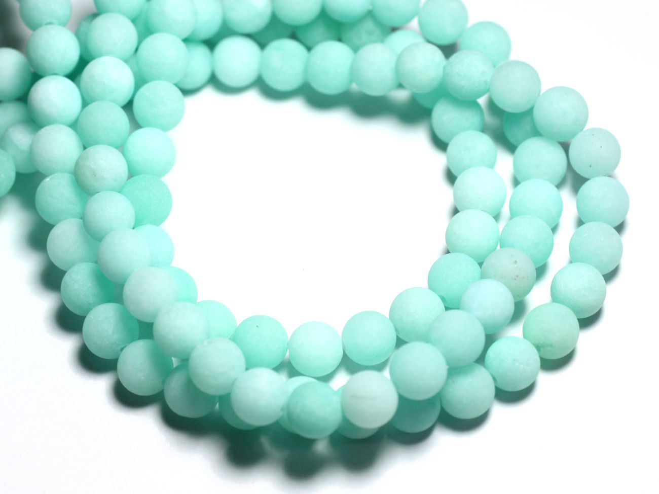 10pc - Perles de Pierre - Jade Boules 8mm Vert Turquoise Mat givré -  8741140000995 