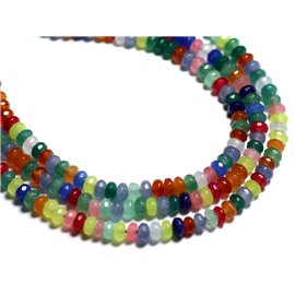 30pc - Stone Beads - Jade Faceted Rondelles 4x2mm Multicolour - 8741140001022 