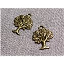 10pc - Pendentifs Breloques Métal Bronze Arbres 21mm - 4558550095091 