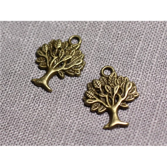 10pc - Pendentifs Breloques Métal Bronze Arbres 21mm - 4558550095091 