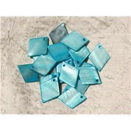 10pc - Pearl Charms Pendants Mother of Pearl Diamonds 21mm Turquoise Blue - 4558550004475 