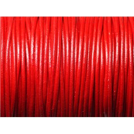 5 Metres - Fil Corde Cordon Cuir Véritable Italien Qualité Rond 1.5mm Rouge vif cerise - 8741140010406