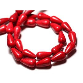10 Stück - Türkisfarbene Perlen Rekonstituierte Synthesetropfen 14mm Rot - 8741140009424 