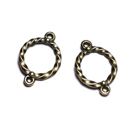 10pc - Findings Connectors Metal Bronze quality Circles Twisted Rings 22mm - 8741140003675 