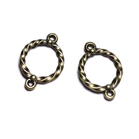 10pc - Conectores de imprimaciones Metal Bronce calidad Círculos Anillos trenzados 22mm - 8741140003675 