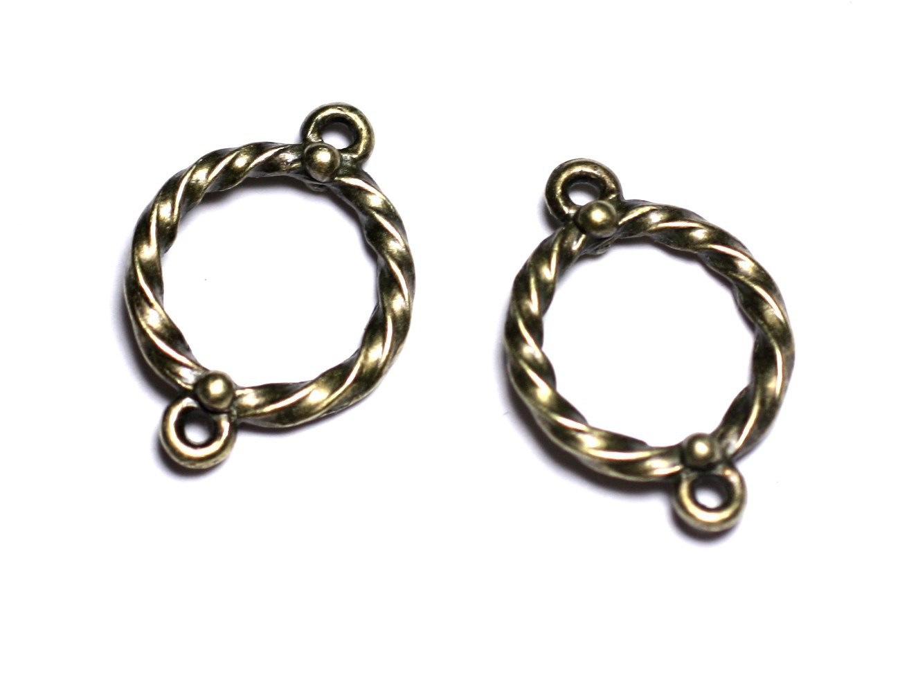 10pc - Apprêts Connecteurs Métal Bronze qualité Cercles Anneaux Torsades 22mm - 8741140003675 