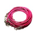 10pc - Colliers Tours de cou Coton Ciré 2mm Rose Fuchsia - 8741140010284 