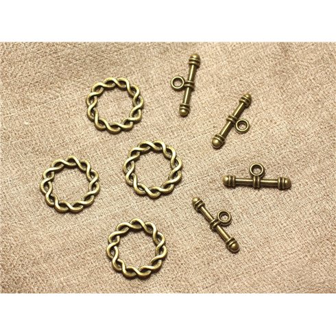 20pc - Fermoirs Toggle T Métal Bronze Qualité Rond Celtique 20mm   4558550002259 