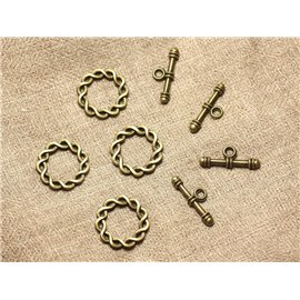 20pc - Toogle T fermagli in metallo bronzo qualità rotonda celtica 20 mm 4558550002259 