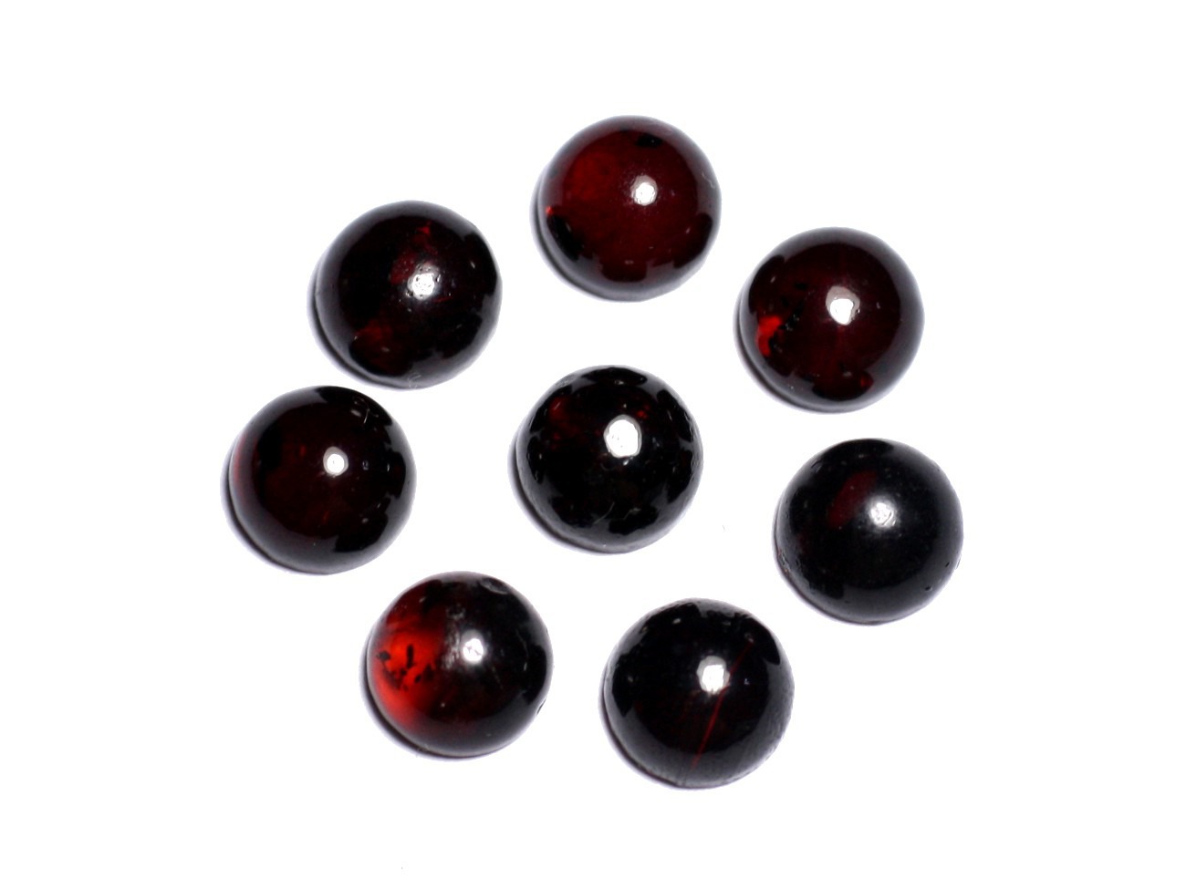 2pc - Cabochons Ambre naturelle Ronds 6mm rouge noir - 8741140003156