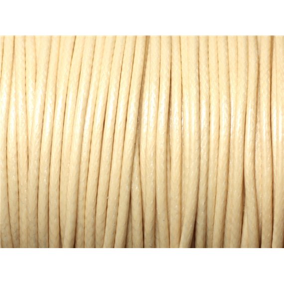 5 mètres - Cordon coton ciré enduit qualité 2mm Jaune Pastel Crème Ivoire - 8741140010314 