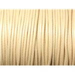 5 metres - Fil corde cordon coton ciré 2mm Blanc Crème Beige Ivoire - 8741140010314